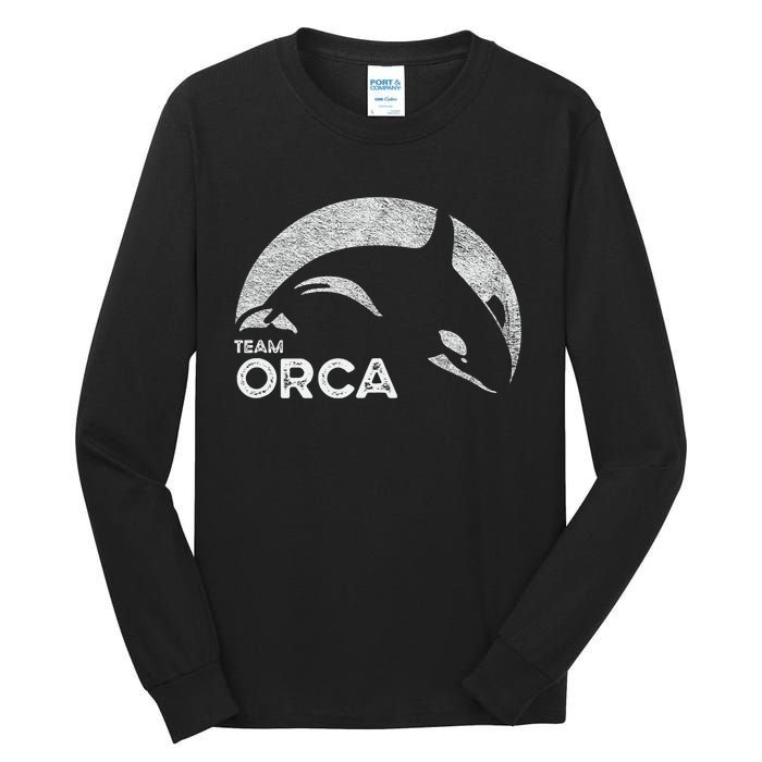 Team Orca Killer Whale Distressed Design Tall Long Sleeve T-Shirt