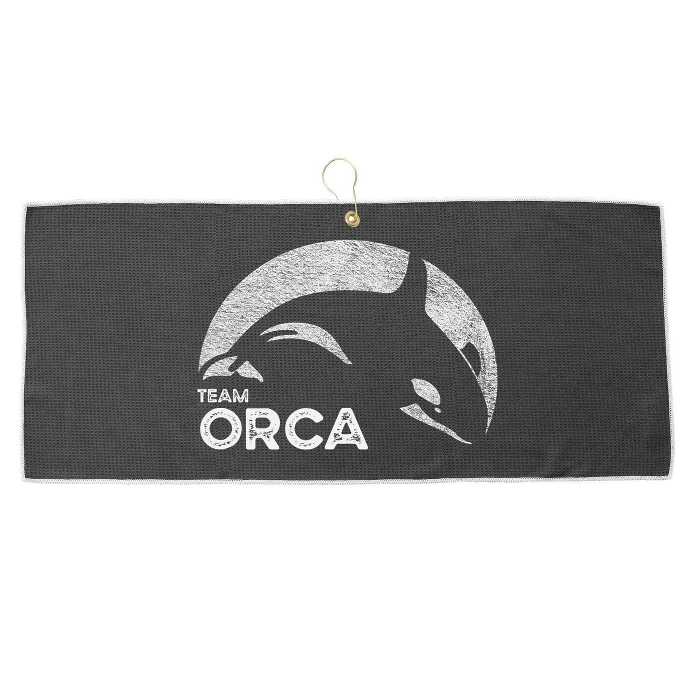 Team Orca Killer Whale Distressed Design Large Microfiber Waffle Golf Towel