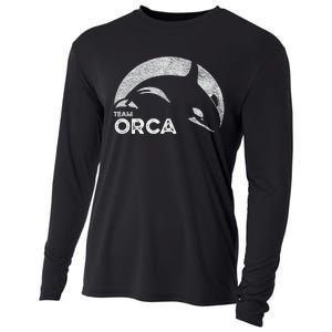 Team Orca Killer Whale Distressed Design Cooling Performance Long Sleeve Crew