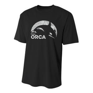 Team Orca Killer Whale Distressed Design Youth Performance Sprint T-Shirt