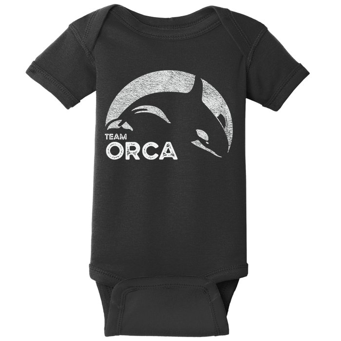 Team Orca Killer Whale Distressed Design Baby Bodysuit