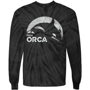 Team Orca Killer Whale Distressed Design Tie-Dye Long Sleeve Shirt