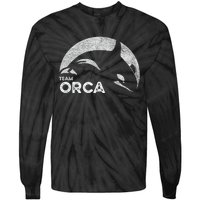 Team Orca Killer Whale Distressed Design Tie-Dye Long Sleeve Shirt