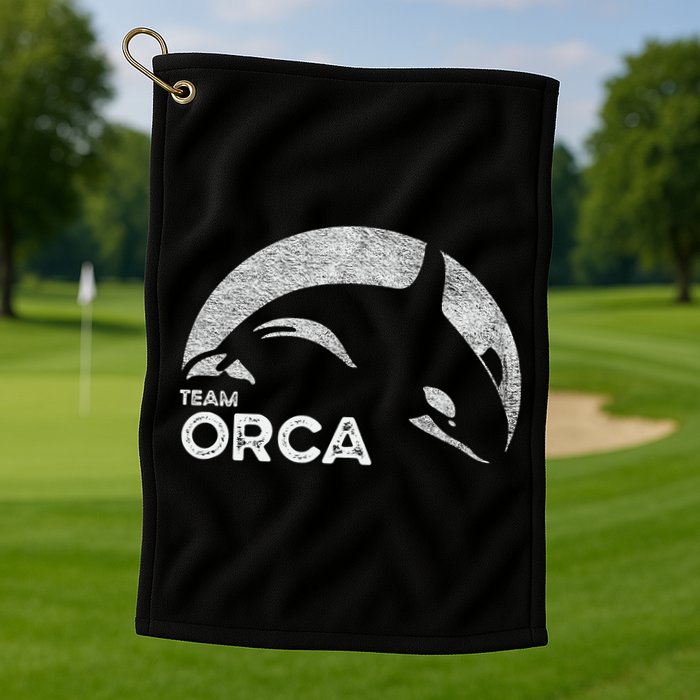 Team Orca Killer Whale Distressed Design Golf Towel
