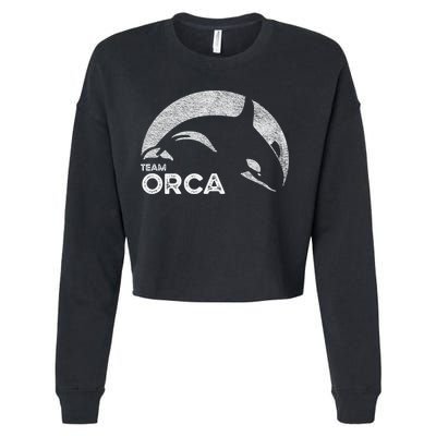 Team Orca Killer Whale Distressed Design Cropped Pullover Crew