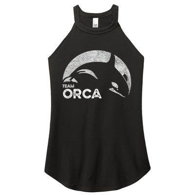 Team Orca Killer Whale Distressed Design Women's Perfect Tri Rocker Tank