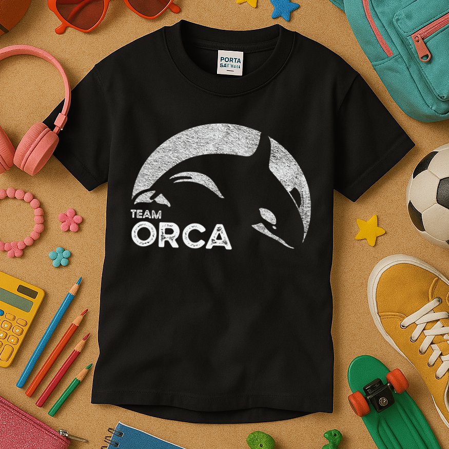 Team Orca Killer Whale Distressed Design Kids T-Shirt