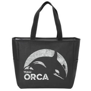 Team Orca Killer Whale Distressed Design Zip Tote Bag