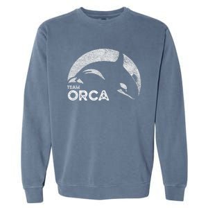 Team Orca Killer Whale Distressed Design Garment-Dyed Sweatshirt