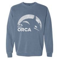 Team Orca Killer Whale Distressed Design Garment-Dyed Sweatshirt