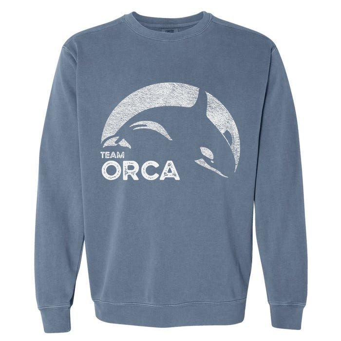Team Orca Killer Whale Distressed Design Garment-Dyed Sweatshirt