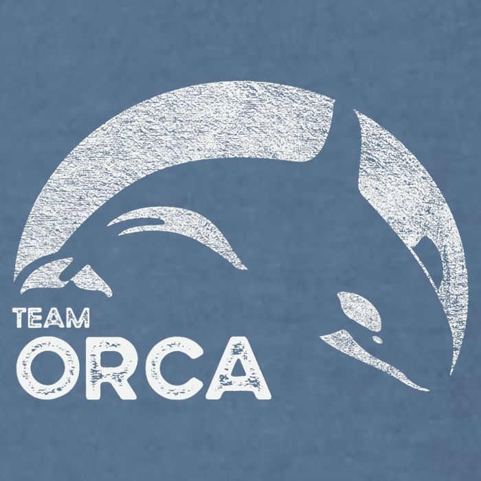 Team Orca Killer Whale Distressed Design Garment-Dyed Sweatshirt