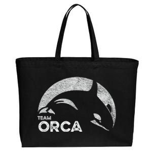 Team Orca Killer Whale Distressed Design Cotton Canvas Jumbo Tote