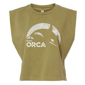 Team Orca Killer Whale Distressed Design Garment-Dyed Women's Muscle Tee