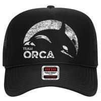 Team Orca Killer Whale Distressed Design High Crown Mesh Back Trucker Hat