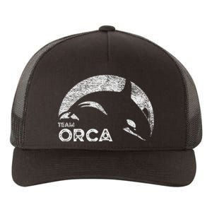 Team Orca Killer Whale Distressed Design Yupoong Adult 5-Panel Trucker Hat