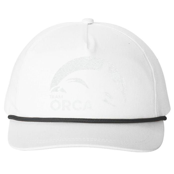 Team Orca Killer Whale Distressed Design Snapback Five-Panel Rope Hat