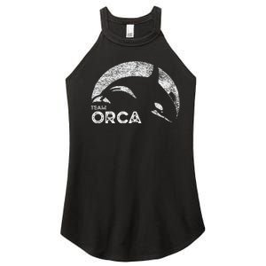 Team Orca Killer Whale Distressed Design Women's Perfect Tri Rocker Tank