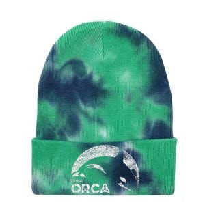 Team Orca Killer Whale Distressed Design Tie Dye 12in Knit Beanie