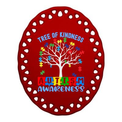 Tree Of Kindness Rainbow Puzzles Cute Autism Awareness Gift Ceramic Oval Ornament