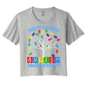 Tree Of Kindness Rainbow Puzzles Cute Autism Awareness Gift Women's Crop Top Tee