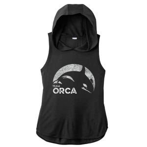 Team Orca Killer Whale Distressed Design Ladies PosiCharge Tri-Blend Wicking Draft Hoodie Tank