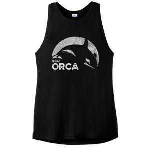 Team Orca Killer Whale Distressed Design Ladies PosiCharge Tri-Blend Wicking Tank