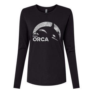 Team Orca Killer Whale Distressed Design Womens Cotton Relaxed Long Sleeve T-Shirt