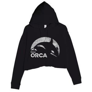 Team Orca Killer Whale Distressed Design Crop Fleece Hoodie