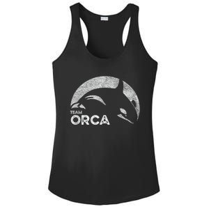 Team Orca Killer Whale Distressed Design Ladies PosiCharge Competitor Racerback Tank