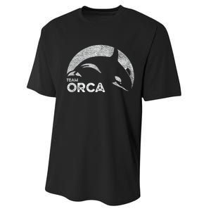 Team Orca Killer Whale Distressed Design Performance Sprint T-Shirt