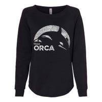 Team Orca Killer Whale Distressed Design Womens California Wash Sweatshirt