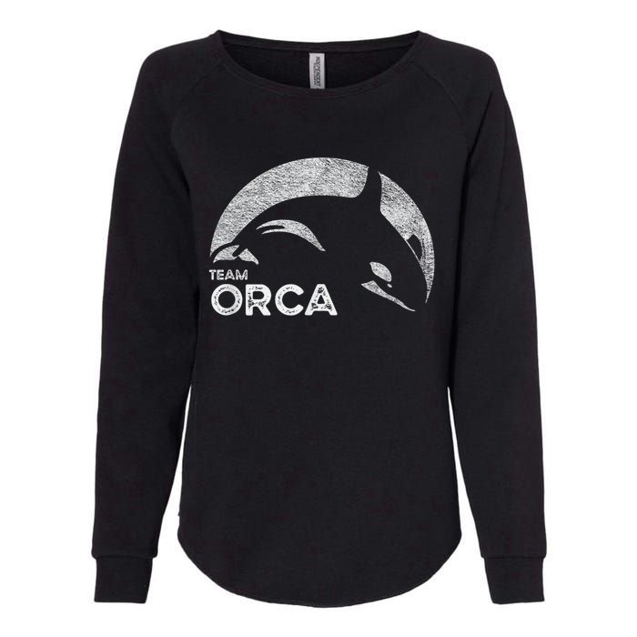 Team Orca Killer Whale Distressed Design Womens California Wash Sweatshirt