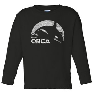 Team Orca Killer Whale Distressed Design Toddler Long Sleeve Shirt