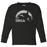 Team Orca Killer Whale Distressed Design Toddler Long Sleeve Shirt