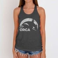 Team Orca Killer Whale Distressed Design Women's Knotted Racerback Tank