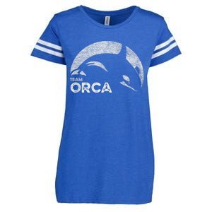 Team Orca Killer Whale Distressed Design Enza Ladies Jersey Football T-Shirt