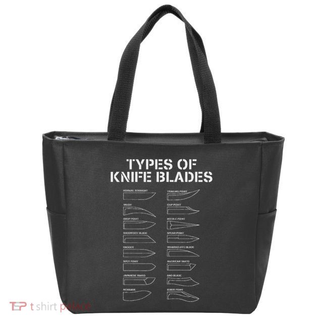 Types Of Knife Blades Knife Collector Zip Tote Bag