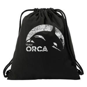 Team Orca Killer Whale Distressed Design Drawstring Bag