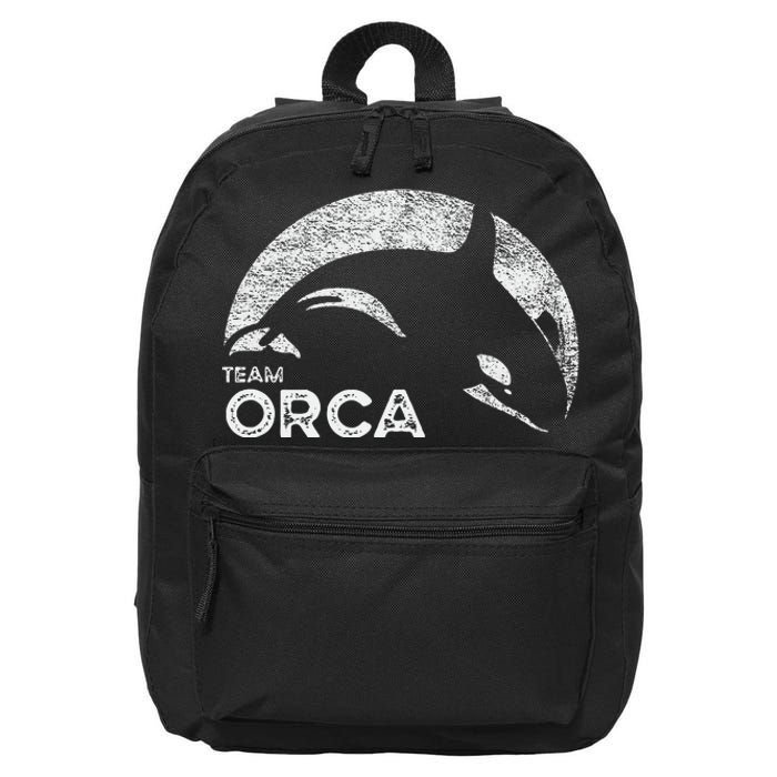 Team Orca Killer Whale Distressed Design 16 in Basic Backpack