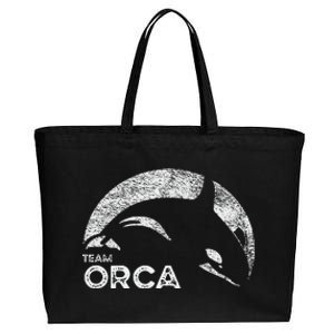 Team Orca Killer Whale Distressed Design Cotton Canvas Jumbo Tote