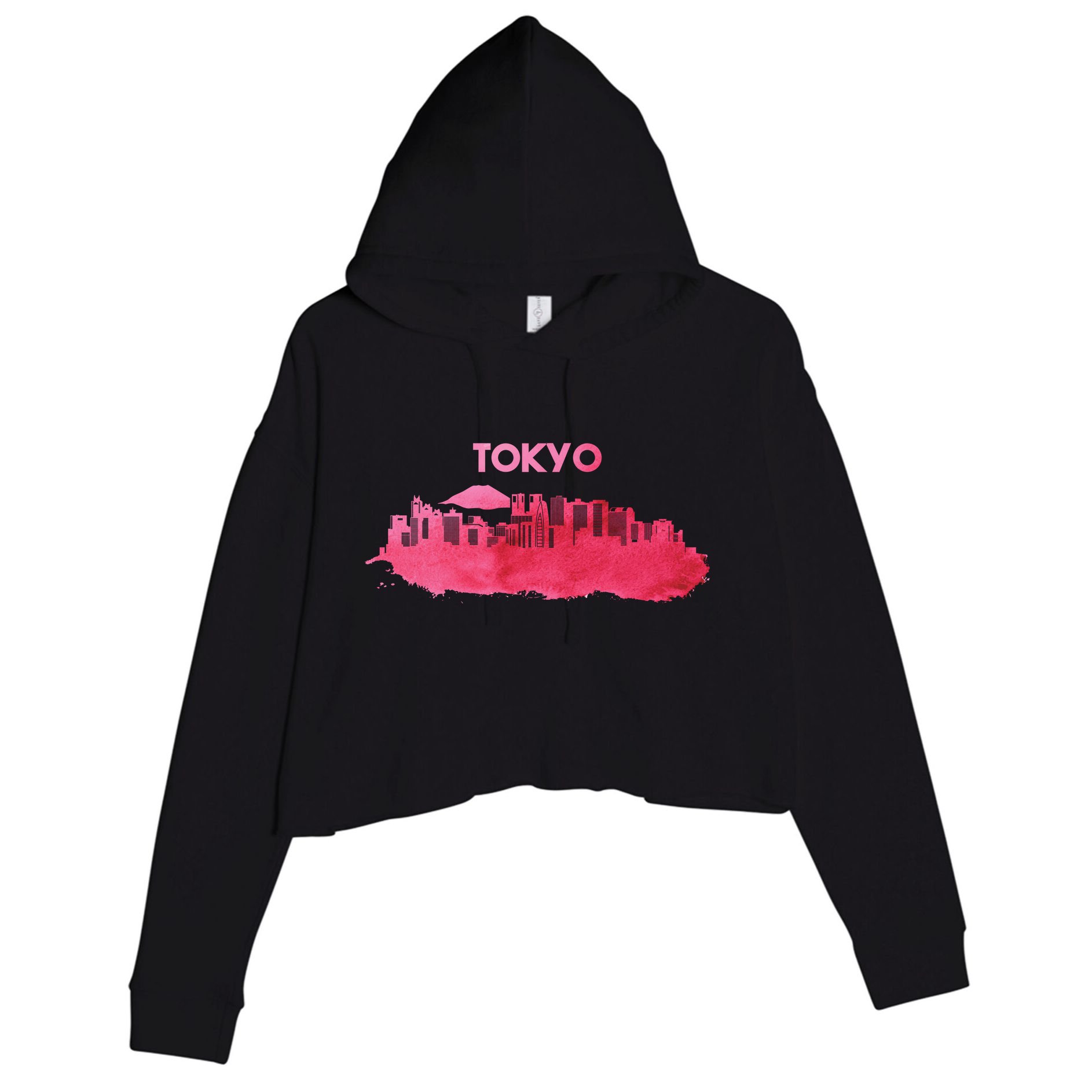 Tokyo City Skyline Crop Fleece Hoodie