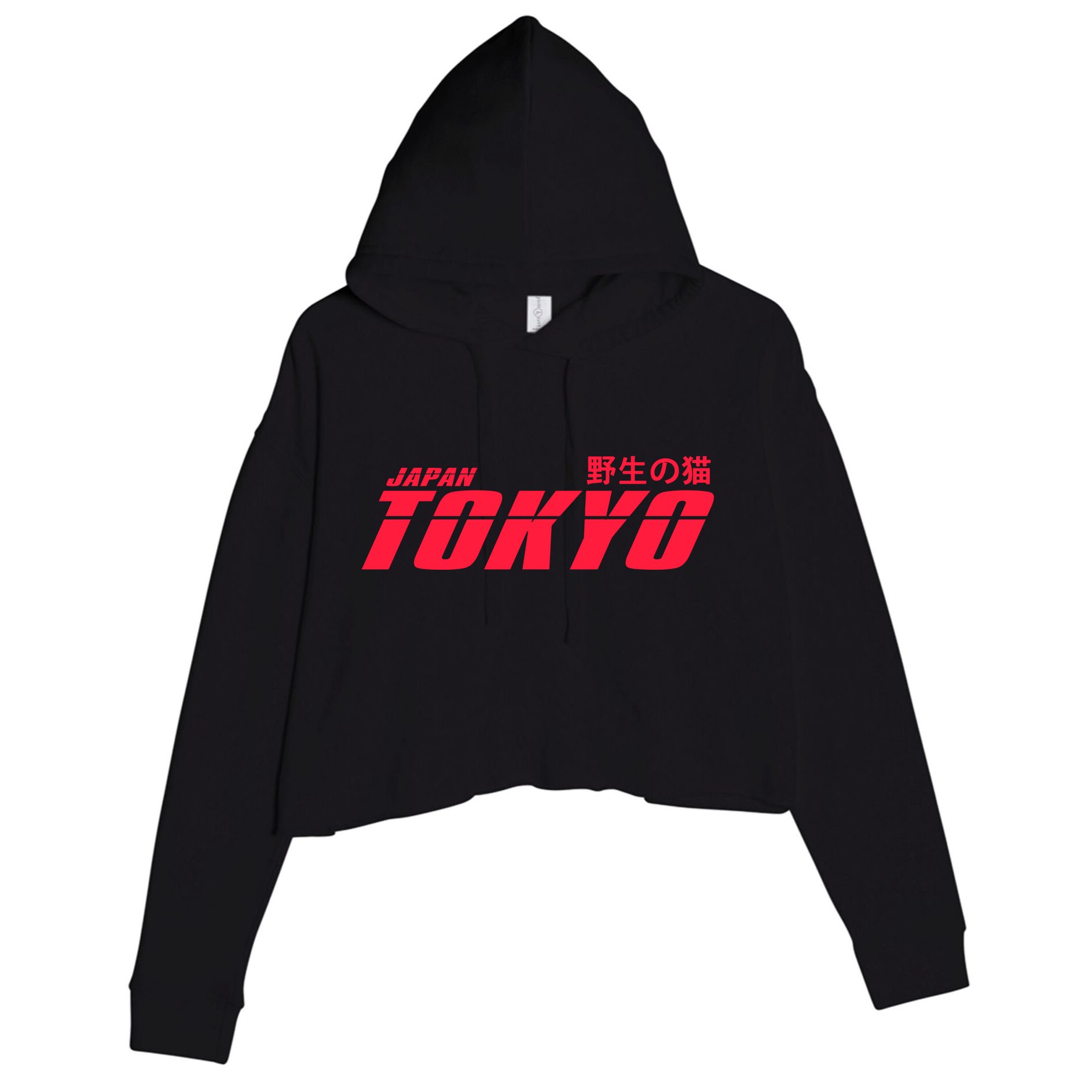 Tokyo Japan Wild Cat Crop Fleece Hoodie
