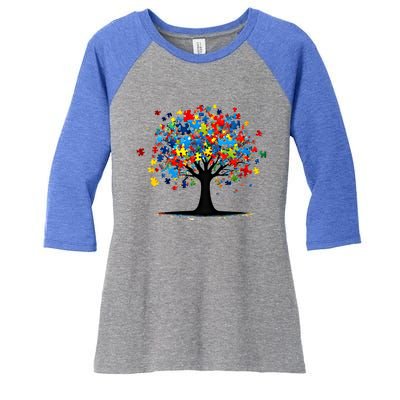 Tree Of Life Autism Awareness Day Autistic Gift Women's Tri-Blend 3/4-Sleeve Raglan Shirt