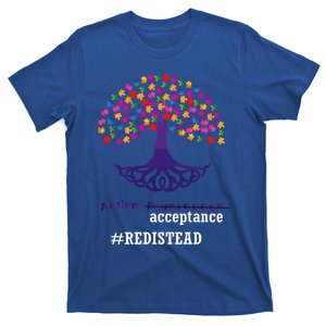 Tree Of Life Autism Awareness Wear Red Instead Acceptance Gift T-Shirt