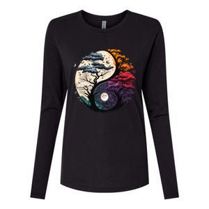 Tree of Life Yin Yang Womens Cotton Relaxed Long Sleeve T-Shirt