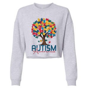 Tree Of Life Autism Awareness Month Funny Asd Supporter Gift Cropped Pullover Crew