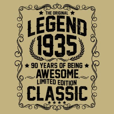 The Original Legend 1935 90th Birthday T-Shirt