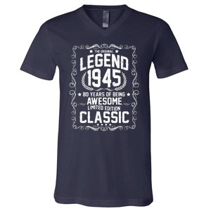 The Original Legend 1945 80th Birthday V-Neck T-Shirt