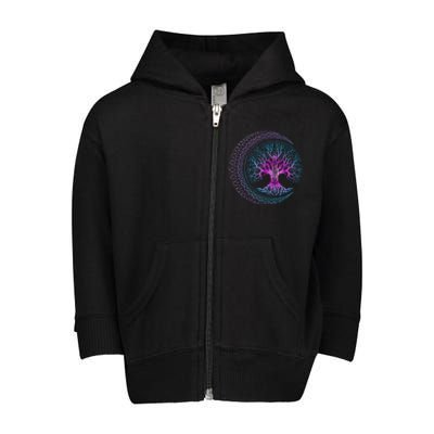 Tree Of Life Cresent Moon Phases Mandala Yoga Gift Toddler Zip Fleece Hoodie